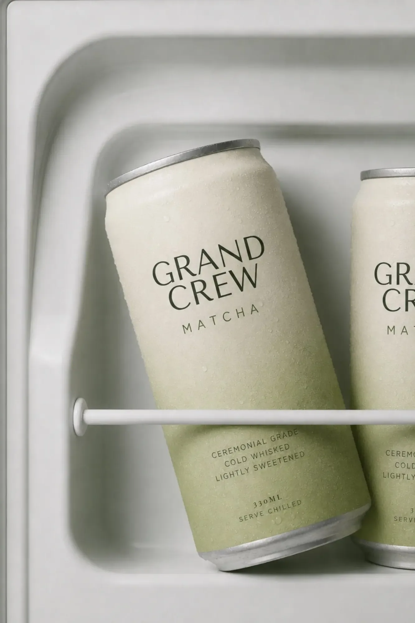 Matcha cans seen in the cold box
